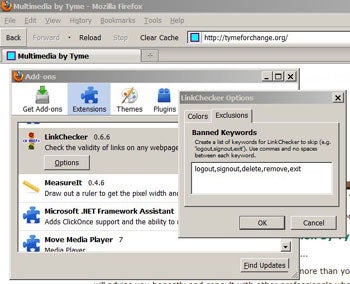 screenshot of Firefox Link Checker extension