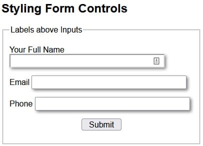 CSS Styled Form Inputs
