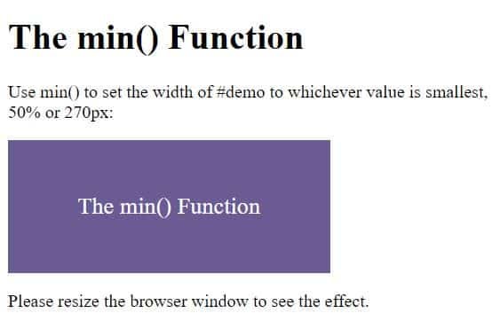 CSS min() funzione